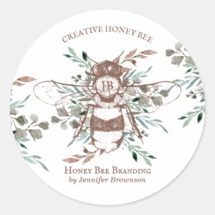 Bee Apiary Blume Honey Runder Aufkleber