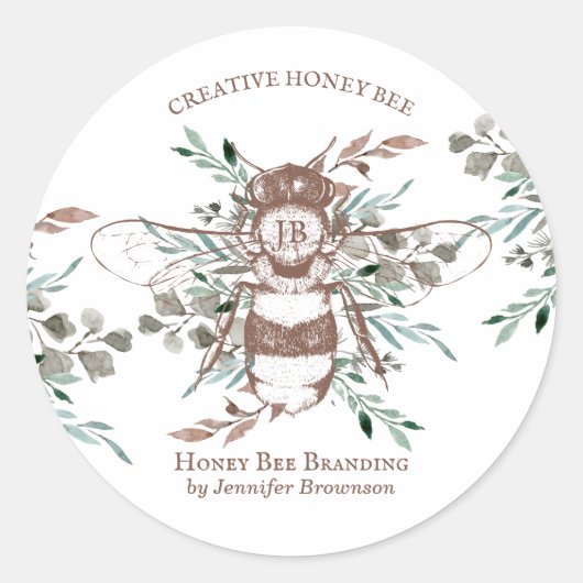 Bee Apiary Blume Honey Runder Aufkleber (Vorderseite)