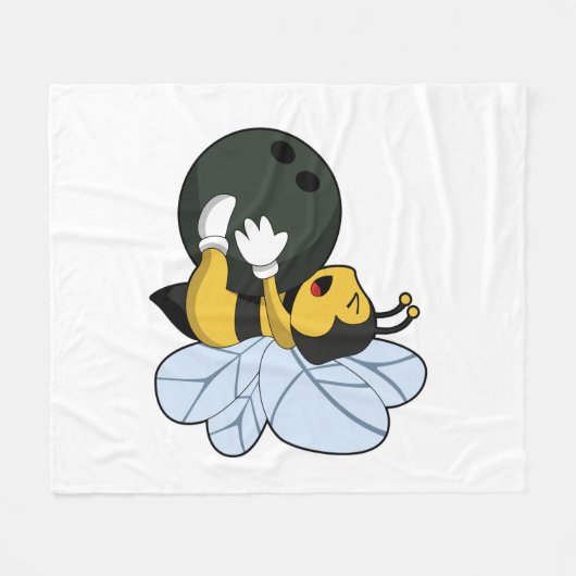 Bee at Bowling with Bowling ball Fleecedecke (Vorderseite (Horizontal))