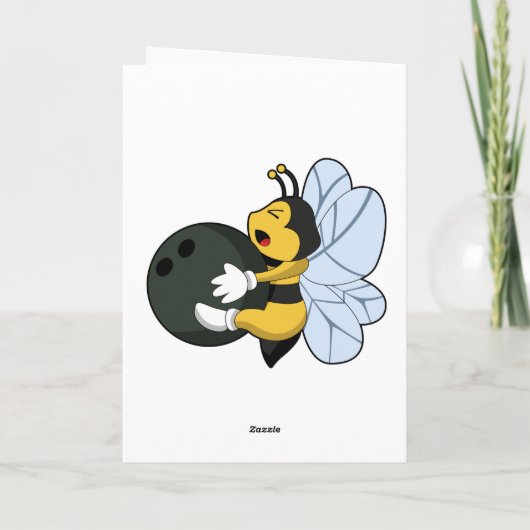 Bee at Bowling with Bowling ball Karte (Rückseite)