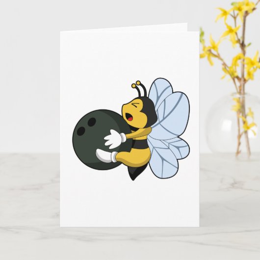 Bee at Bowling with Bowling ball Karte (Gelbe Blume)
