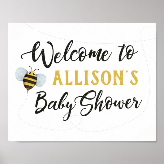 Bee Baby Dusche Begrüßungszeichen Poster (Vorne)