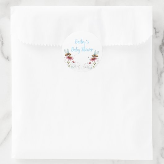 Bee Baby Dusche Name Runder Aufkleber (Tasche)
