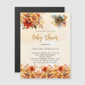 Bee Baby Dusche Orangenfallen floralen Luxus Magneteinladung (Vorne/Hinten)