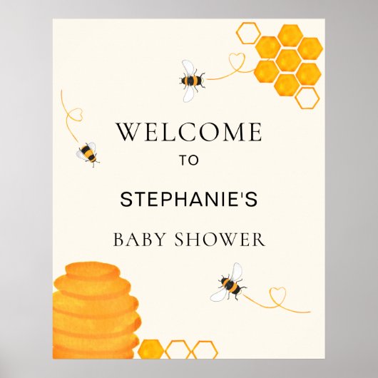 Bee Baby Dusche Willkommen Poster (Vorne)