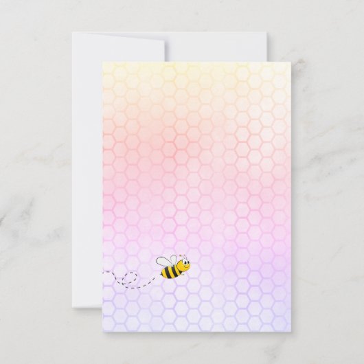 Bee Baby Duschmädchen Blumengrün Mutter zu Biene Einladung (Rückseite)