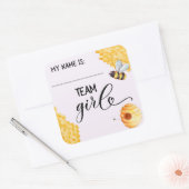 Bee Baby Gender Reveal Name Tag Quadratischer Aufkleber (Umschlag)