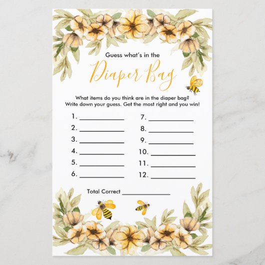 Bee Baby rät, was in dem Windeln-Bag-Spiel steckt (Vorderseite)