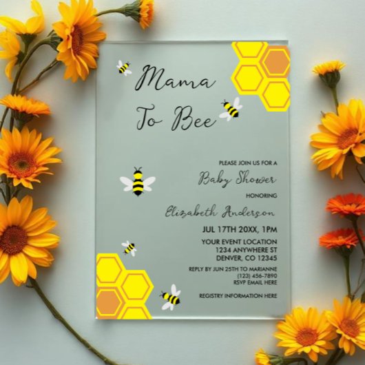 Bee Baby Shower Acryleinladungen