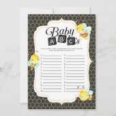 Bee Baby Shower Baby ABC's Game Einladung (Vorderseite)