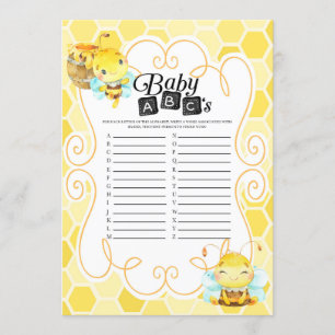 Bee Baby Shower Baby ABCs Spiel Einladung