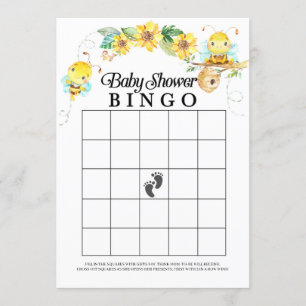 Bee Baby Shower Bingo Game Einladung