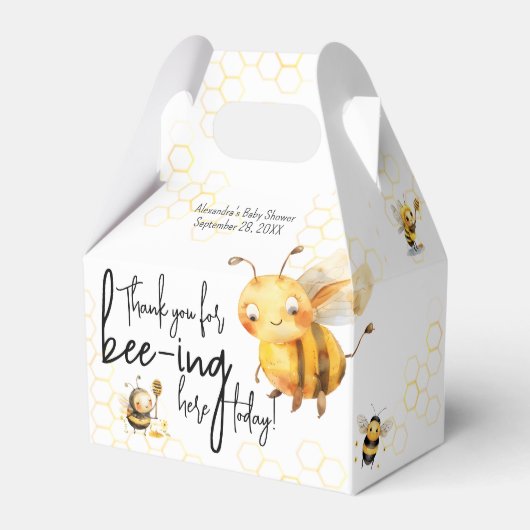 Bee Baby Shower Boy oder Typografie von Mädchen Vi Geschenkschachtel (Vorderseite)