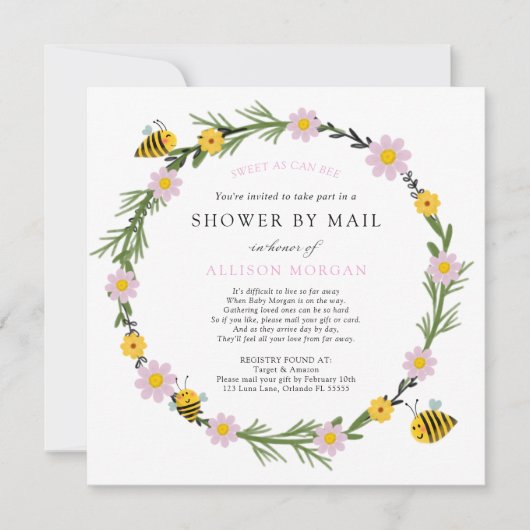 Bee Baby Shower by Mail Einladung (Vorderseite)