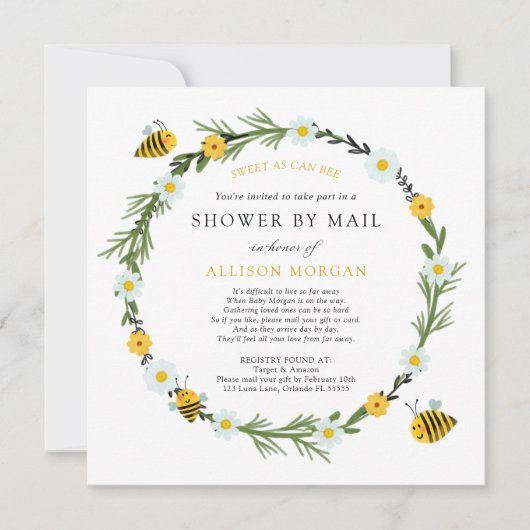 Bee Baby Shower by Mail Einladung (Vorderseite)