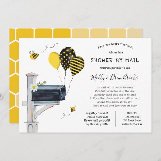 Bee Baby Shower by Mail Einladung (Vorne/Hinten)