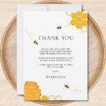 Bee Baby Shower Danke Karte<br><div class="desc">Diese Bee Baby Shower Dankeschön Card beinhaltet Aquarellbienen und einen gelben Bienenstock. Der gesamte Text ist anpassbar. Verwenden Sie zum Bearbeiten das Entwurfstool, um den Schriftart, die Größe des Schriftartes oder die Farbe zu ändern. Weil wir unsere Kunstwerke erstellen, werden Sie dieses exakte Bild von anderen Designern nicht finden. Original...</div>
