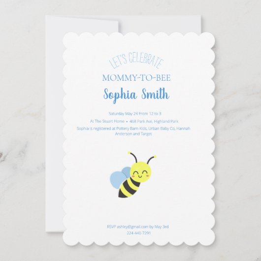 Bee Baby Shower Einladung (Vorderseite)