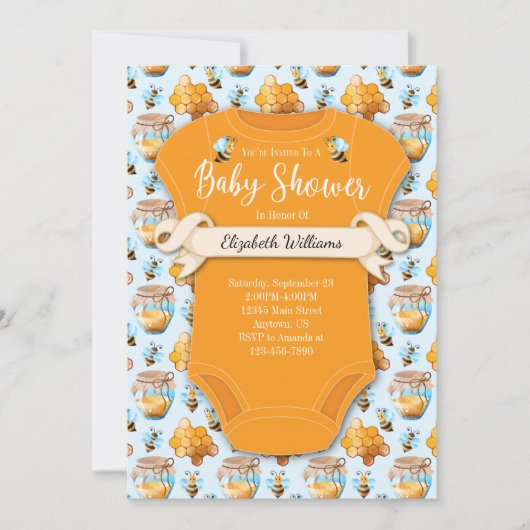 Bee Baby Shower Einladung (Vorderseite)