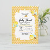 Bee Baby Shower Einladung (Stehend Vorderseite)