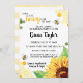 Bee Baby Shower Einladung - Mami zu einer Einladun (Vorne/Hinten)