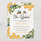 Bee Baby Shower Einladung, Oh Honey Babee neutral Einladung (Vorne/Hinten)
