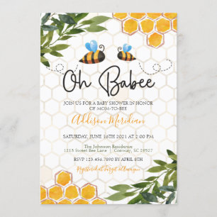 Bee Baby Shower Einladung, Oh Honey Babee neutral Einladung