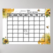 Bee Baby Shower | Fälligkeitsdatum Poster (Vorne)