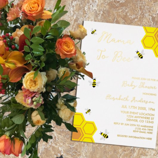 Bee Baby Shower Folieneinladung
