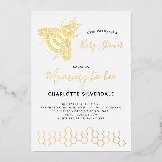 Bee Baby Shower Folieneinladung (Vorderseite)