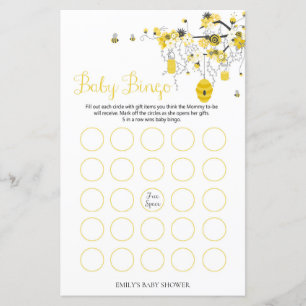 Bee Baby Shower Game - Baby Bingo