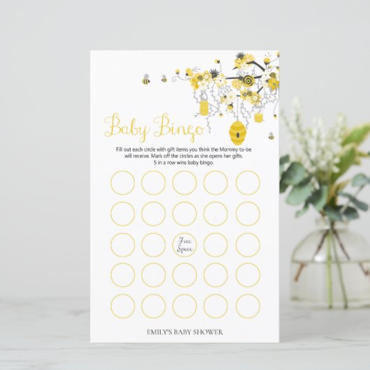 Bee Baby Shower Game - Baby Bingo (Stehend Vorderseite)
