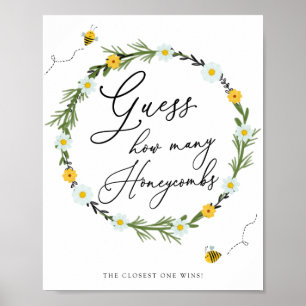 Bee Baby Shower Game Guess Wie viele Honeycombs Poster
