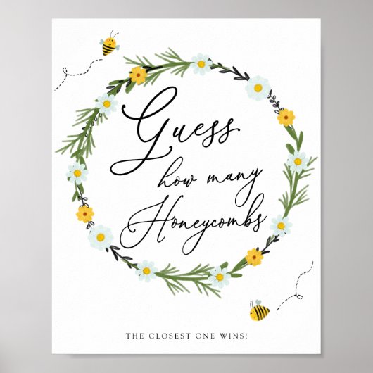 Bee Baby Shower Game Guess Wie viele Honeycombs Poster (Vorne)