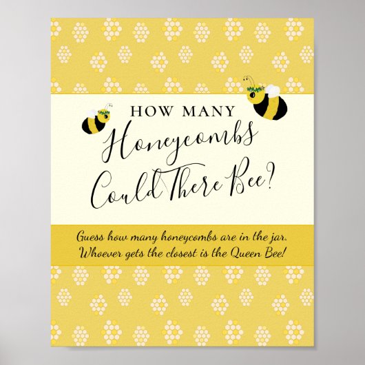 Bee Baby Shower Game Guess Wie viele Honeycombs Poster (Vorne)