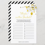 Bee Baby Shower Game - Was ist im Basket Game? (Vorne/Hinten)