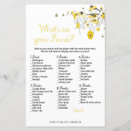 Bee Baby Shower Game - Was ist in Ihrer Handtasche