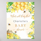 Bee Baby Shower Gelbes Geschlecht offenbart Party Poster (Vorne)
