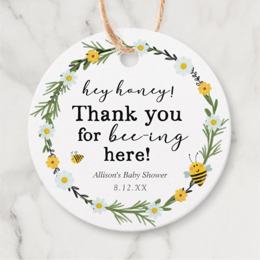 Bee Baby Shower Geschenkanhänger (Vorderseite)