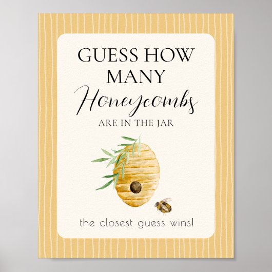 Bee Baby Shower Guess How Many Game Table Sign Poster (Vorne)