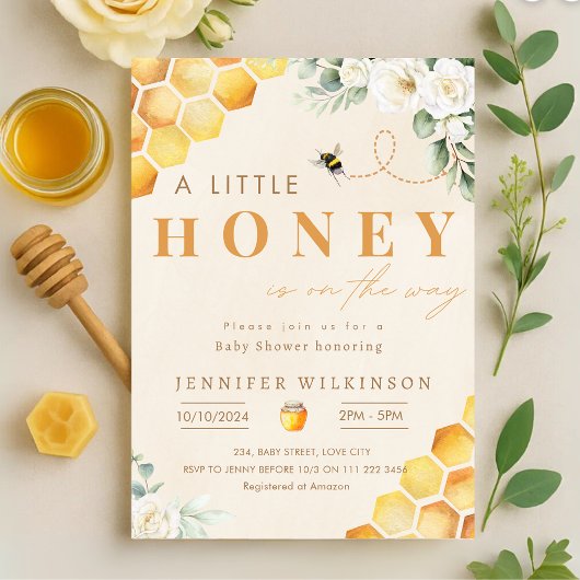 Bee Baby Shower Honey ist unterwegs Einladung