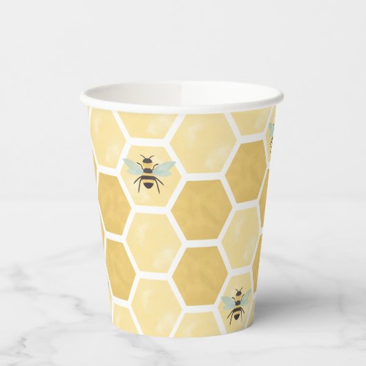Bee Baby Shower Honeycomb Pappbecher (Links)
