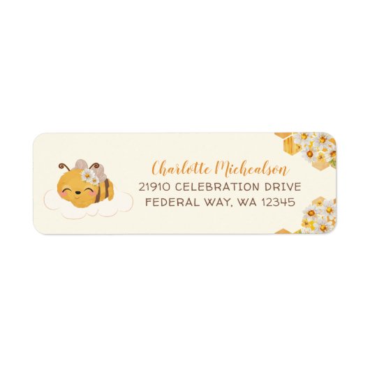 Bee Baby Shower Honeycombs Blumenlabel (Vorne)