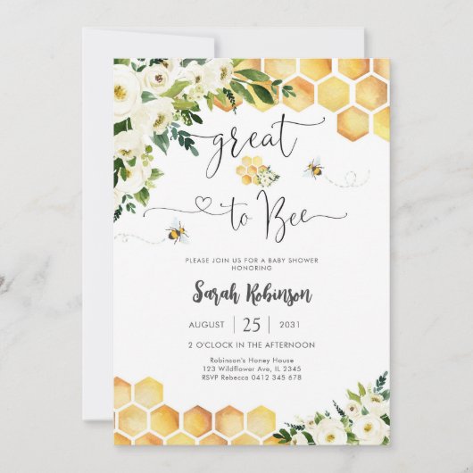 Bee Baby Shower Invitation Einladung (Vorderseite)