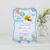 Bee Baby Shower Invitation for boy Einladung (Stehend Vorderseite)