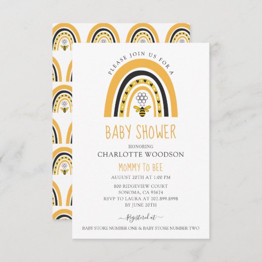 Bee Baby Shower Mommy to bee Einladung (Vorne/Hinten)