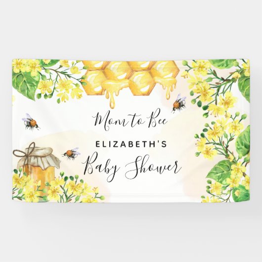Bee Baby Shower Mutter zu sein gelben Floralen Banner (Horizontal)