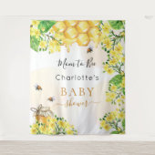 Bee Baby Shower Mutter zu sein gelben Floralen Wandteppich (Vorderseite)