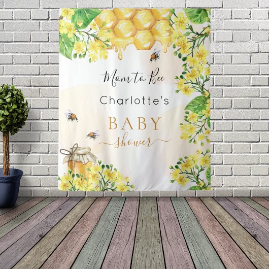 Bee Baby Shower Mutter zu sein gelben Floralen Wandteppich