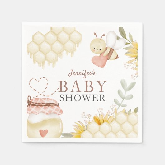 Bee Baby Shower Paper Teller Serviette (Vorderseite)